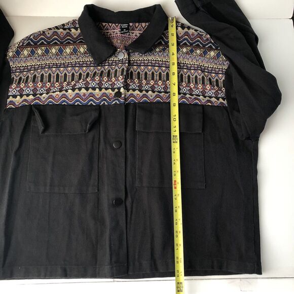 Emery Rose Women’s Tapestry Top Portion Black Crop Jacket Size XL - Picture 6 of 13